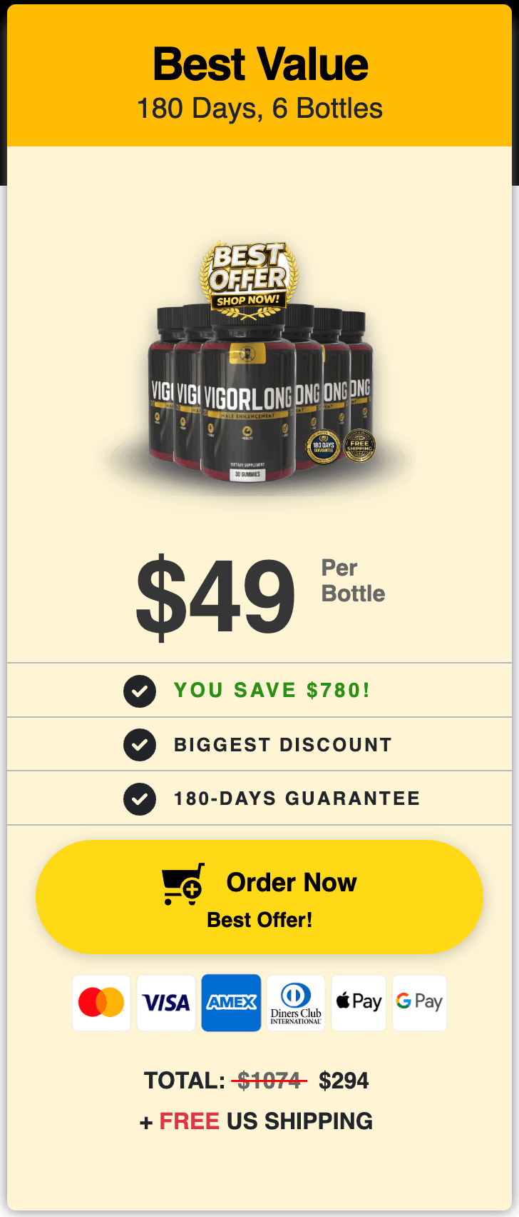 VigorLong 180 day supply price
